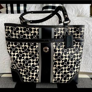 Coach black and white logo purse